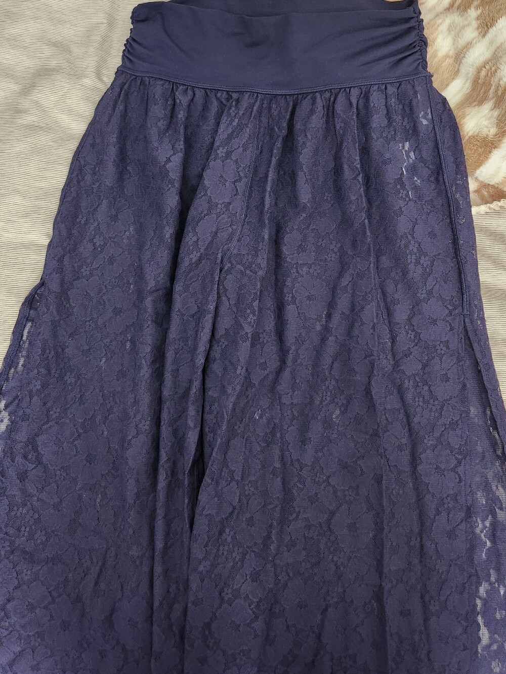aerie Navy Wide-Leg Lace Jumpsuit Pants